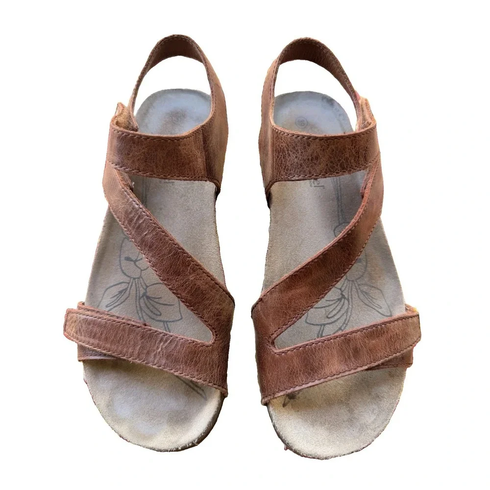 Josef Seibel Womens Leather Ankle Strap Comfort Sandals Brown EU 39 US 8-8.5